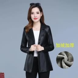 High Quality 2026 Autumn And Winter New Leather Leather Coat Women's Short Slim Suit Collar Leather Jacket Female's Coat Black