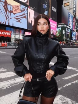 Women's Vintage Washed Faux Leather Jacket Cropped Stand Collar PU Moto Jackets Coat Y2K Retro Streetwear Fashion Lady Outerwear
