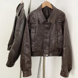 Mumaroho 2026 Autumn Winter Women's Cropped Faux Leather Biker Jacket Oversized Solid Short Black PU Moto Jacket Outwear