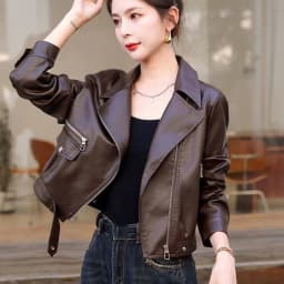 2026 Spring Autumn New Fashion Leather Jacket Women Motorcycle Outwear Short Loose Pu Leather Suit Collar Coat Overcoat Female