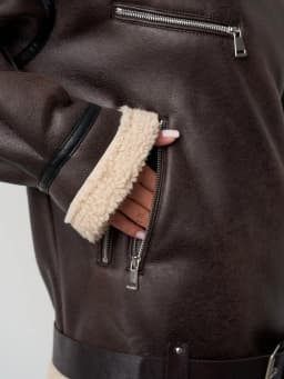 Ailegogo Streetwear Women Loose Warm Faux Leather Lamb Fur Jacket Vintage Female Zipper Belt Spliced Thick Chic Coat Outwear
