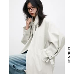 CHIC VEN Korean Women Faux Leather Coat Loose Casual D-button Female Overcoat Mid Length Windbreaker Jacket Spring Autumn 2026