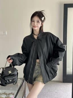 Retro American Brown Leather Jacket Women Early Autumn Black Cool Motorcycle PU Leather Loose Long Sleeve Top