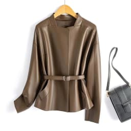 Real Sheepskin Coat For Women Spring Autumn 2026 New High Quality Black Genuine Leather Jacket With Sashes Кожанка Женская
