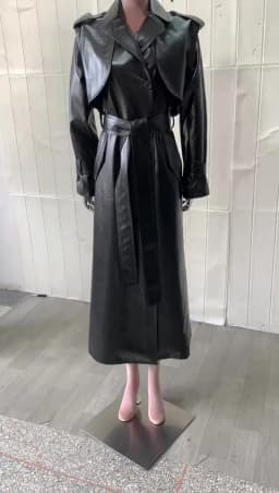 Lautaro Autumn Extra Long Gold Shiny Patent Pu Leather Trench Coat for Women Single Breasted Luxury Designer Overcoat 2024