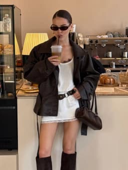 Solid Faux Leather Jacket Women Lapel Asymmetric Zipper Belted Waist Oversized Long Sleeve Coats Vintage Moto Biker Coat 2026