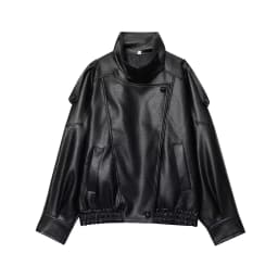 TFMLN 2025 Women Faux Leather Loose Jacket High Street Stand Collar Long Sleeve Coat Fashion Causal Zipper Outwear Autumn Winter