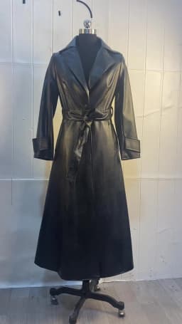 Nerazzurri Maxi Fit and Flare Leather Trench Coat for Women 2021 Spring Long Luxury Designer Clothing Women Long Sleeve Lapel