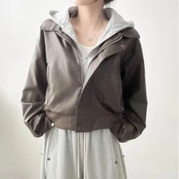Women's Casual Chic Loose Patchwork Hoodie Jacket Autumn Winter Leather Coat Top Long Sleeve Short Length Other Material 100%