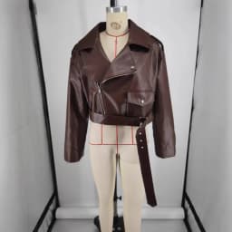 Chic High-end Faux Leathers Coats Women Lapel Short Lace-up Motorcycle Leathers Jackets Ourwear INS Brown Leather Jacket Y2K