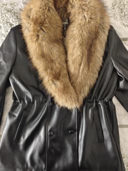 Women Winter Black PU Leather Fur Collar Coats Oversized Warm Jacket Insulated Thick Zipper Streetwear Female Outerwear 2026