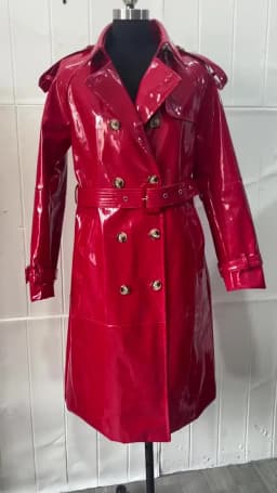 Mauroicardi Spring Long Shiny Reflective Black Patent Pu Leather Trench Coat for Women Belt Double Breasted Y2K European Clothes