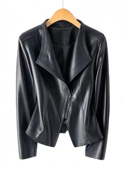 2026 Fashion Spring Autumn Women's PU Leather Jacket Short Coat Zip-up Quilted-lapel Top Belt Slim Jackets Streetwear Outerwear