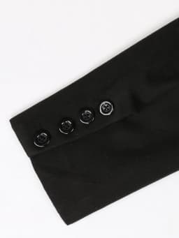 Lautaro-Black PU Leather Blazer for Women, Wool Blend Blazer, Long Sleeve Belt, Runway Designer, Luxury Fashion, Autumn