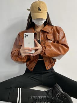 Lautaro-Crocodile Print Faux Leather Jacket for Women, Short, Cool, Oversized, European Fashion Streetwear, Button Up, Spring