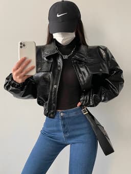 Lautaro-Crocodile Print Faux Leather Jacket for Women, Short, Cool, Oversized, European Fashion Streetwear, Button Up, Spring