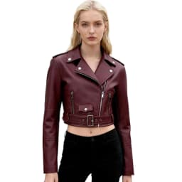 2026 Fashion Spring Autumn Women's PU Leather Jacket Moto&biker Super-short Expose-navel Coat Zip-up Lapel Top Belt Slim Jackets