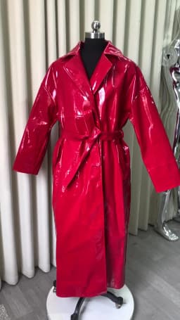 Mauroicardi Spring Autumn Long Waterproof Shiny Reflective Black Patent Leather Cocoon Coat Women Sashes Luxury Designer Clothes