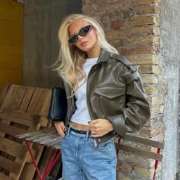 Suninheart Winter Faux Leather Bomber Jacket Women Short Zipper Front Lapel Outerwear Multiple Pockets Warm Jackets