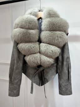 Lagabogy 2025 Real Fox Fur Collar Autumn Winter Faux Leather Jackets For Women Chic Dropped Shoulder PU Coat Casual Office Lady