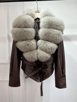 Lagabogy 2025 Real Fox Fur Collar Autumn Winter Faux Leather Jackets For Women Chic Dropped Shoulder PU Coat Casual Office Lady