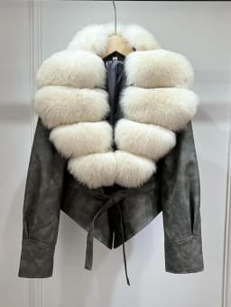 Lagabogy 2025 Real Fox Fur Collar Autumn Winter Faux Leather Jackets For Women Chic Dropped Shoulder PU Coat Casual Office Lady