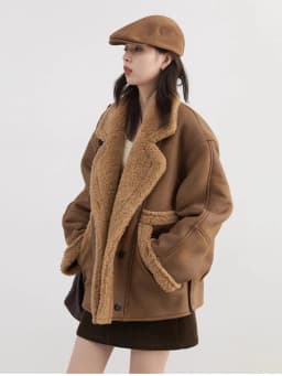 CHIC VEN Women Faux Leather Coat Single Breasted Loose Casual New Motorcycle Suit Suede Fur Jacket Female Top Autumn Winter 2025
