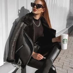 Suninheart Thicken Jackets for The Winter Black Women's Faux Fur Coat Warm Biker Ladies Outwear with Belt New in Coats & Jackets