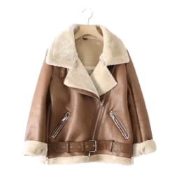 Suninheart Thicken Jackets for The Winter Black Women's Faux Fur Coat Warm Biker Ladies Outwear with Belt New in Coats & Jackets