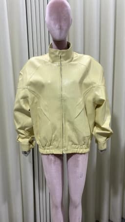 Lautaro Spring Autumn Yellow Pu Leather Jacket Women Zipper Long Sleeve Looe Casual Luxury Designer American Retro Clothes 2026