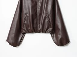 ZERAINS Autumn new women's clothing European and American lapel long sleeved loose PU leather pilot jacket jacket