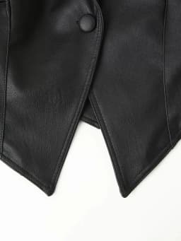 Suninherat Autumn Faux Leather Jacket 2025 Fashion Black PU Jacket Coat with Belt Lapel Women's Outwear
