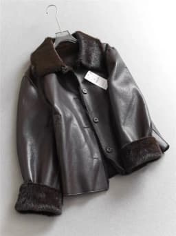 Thickened Long Sleeve Pure Color Leather And Fur Integrated Jacket Double-Sided Wear Loose Women's Warm Coat Female Outerwear