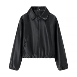 2025 Autumn/Winter New Women's Fashion Style Collar Zipper Long Sleeve Imitation Leather Coat
