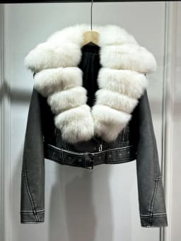 2025 Women Vintage Pu Faux Leather Short Jacket With Belt Streetwear Female Zipper Retro Coat Outwear Big Real Fox Fur Collar