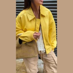 Faux Leather Yellow Short Women's Jacket Autumn Turn-down Collar Pockets Zippers Female Coat 2026 Lady Full Sleeve Fashion Coats