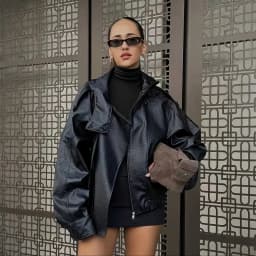 Crossbody PU Leather Jacket Women Short Motorcycle Jackets Loose Casual Blazer Tops Spring Summer