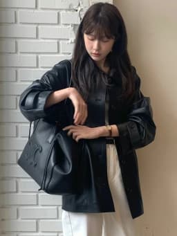 Spring New Arrival Loose Fit Black PU Leather Jacket Women's Top Vintage Collar Design Street Style Coat Long Sleeve Coat