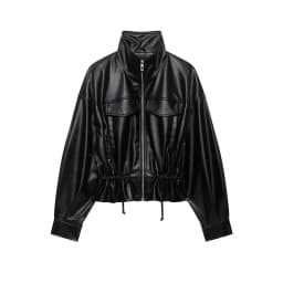 Guobioziy Women's Jacket 2026 Early Autumn New Style Fashion Long-Sleeve Stand Collar Leather-Effect Adjustable Waist Coat