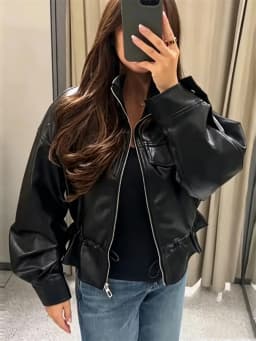 Guobioziy Women's Jacket 2026 Early Autumn New Style Fashion Long-Sleeve Stand Collar Leather-Effect Adjustable Waist Coat