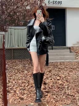 Street Style Sweet Cool Girl PU Leather Jacket Women's Spring New Loose Fit Versatile Slimming Motorcycle Top Trendy