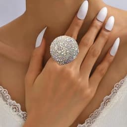 Luxury Crystal Colorful Round Finger Rings Wedding Jewelry for Women Rhinestone Bridal Adjustable Open Ring Finger Accessories