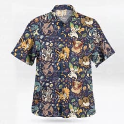 2026 Midnight Eevee Evolutions Hawaiian Shirt Summer Sports Leisure Dry Quickly Men's Camp Shirt Kid's Clothing Tee Y2k Woman