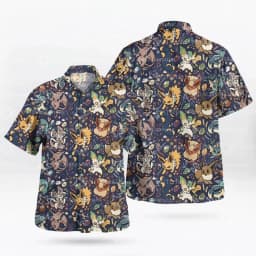 2026 Midnight Eevee Evolutions Hawaiian Shirt Summer Sports Leisure Dry Quickly Men's Camp Shirt Kid's Clothing Tee Y2k Woman