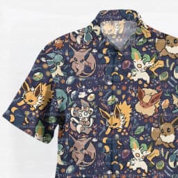 2026 Midnight Eevee Evolutions Hawaiian Shirt Summer Sports Leisure Dry Quickly Men's Camp Shirt Kid's Clothing Tee Y2k Woman