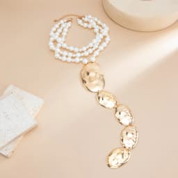 Ingemark Exaggeration Irregular Big Ellipse Pendant Necklace Women Boho Elegant Imitation Pearl Choker Chain Party Jewelry Gift