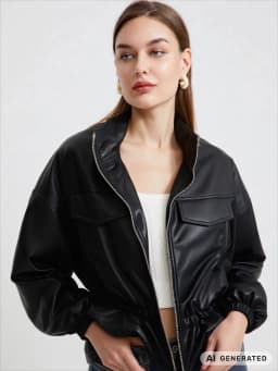 Women Autumn Winter Faux Soft Leather Jackets Coats Lady Brown Black PU Zipper Motorcycle Streetwear Ruffles Tops Brand Casual