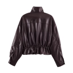 Women Autumn Winter Faux Soft Leather Jackets Coats Lady Brown Black PU Zipper Motorcycle Streetwear Ruffles Tops Brand Casual