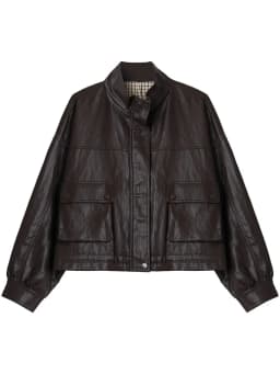 CHIC VEN Retro Coffee Women Faux Leather Jackets Fashion Stand Up Collar Zipper Casual Short Coats Spring Autumn New 2026