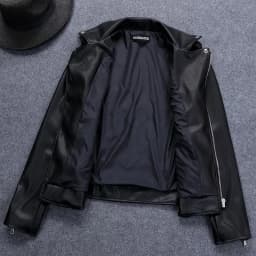 Fashionable Zipper Flip-Collar Pure Color Women's Leather Jacket Coat Stylish Outerwear Commute Style Synthetic Leather Long ...